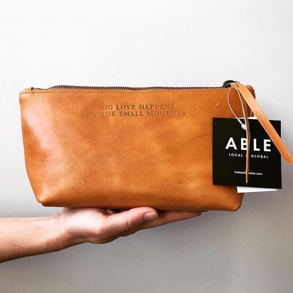 Able Handbags - Able - Cognac Leather Mini Pouch